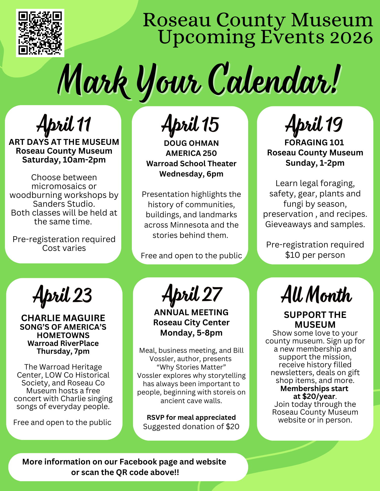 99th Annual Meeting & April Events | Roseau County Historical Society ...